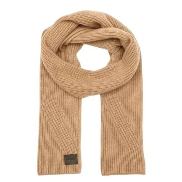All Saints Traveling Rib Scarf with Patch in Cortina Beige - Picture 1 of 7